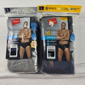 Hanes Ultimate Tagless Briefs Men's L 11 Pair Lot ComfortFlex Cotton Blend